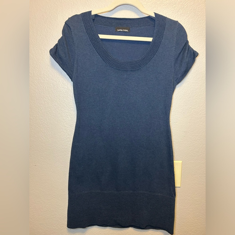 Sweater Project Short Ruched Fitted Sweater Dress